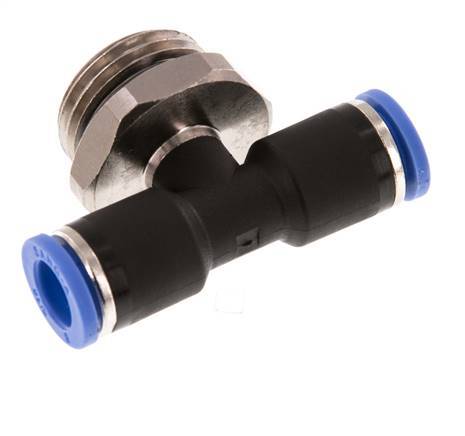 8mm x G1/2'' Inline-T-Stück Steckverschraubung mit Außengewinde Messing/PA 66 NBR drehbar