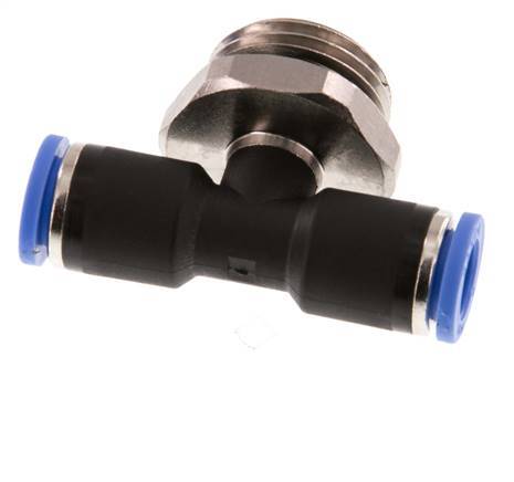 8mm x G1/2'' Inline-T-Stück Steckverschraubung mit Außengewinde Messing/PA 66 NBR drehbar