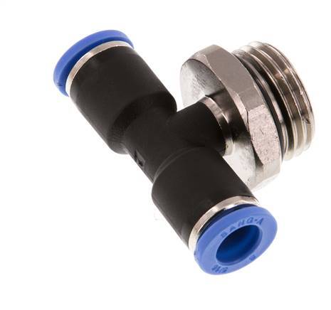 8mm x G1/2'' Inline-T-Stück Steckverschraubung mit Außengewinde Messing/PA 66 NBR drehbar