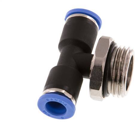 8mm x G1/2'' Inline-T-Stück Steckverschraubung mit Außengewinde Messing/PA 66 NBR drehbar