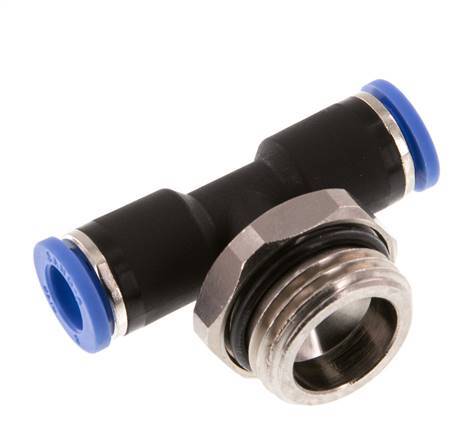 8mm x G1/2'' Inline-T-Stück Steckverschraubung mit Außengewinde Messing/PA 66 NBR drehbar