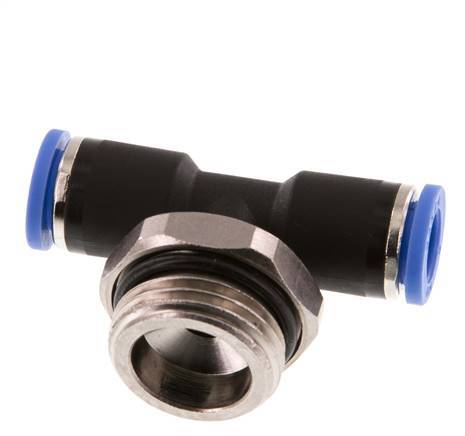 8mm x G1/2'' Inline-T-Stück Steckverschraubung mit Außengewinde Messing/PA 66 NBR drehbar