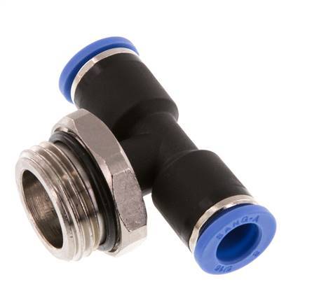 8mm x G1/2'' Inline-T-Stück Steckverschraubung mit Außengewinde Messing/PA 66 NBR drehbar