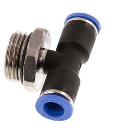 8mm x G1/2'' Inline-T-Stück Steckverschraubung mit Außengewinde Messing/PA 66 NBR drehbar