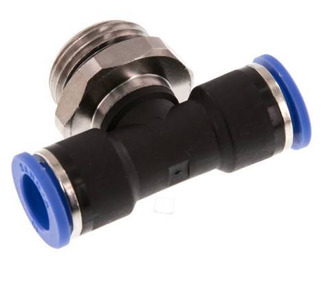 10mm x G1/2'' Inline-T-Stück Steckverschraubung mit Außengewinde Messing/PA 66 NBR drehbar