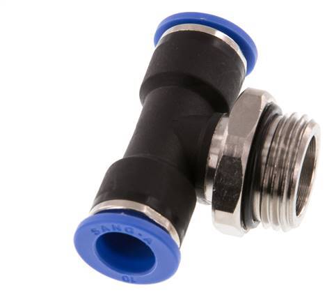 10mm x G1/2'' Inline-T-Stück Steckverschraubung mit Außengewinde Messing/PA 66 NBR drehbar