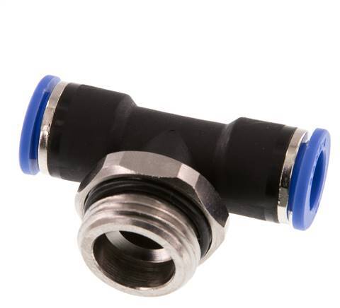 10mm x G1/2'' Inline-T-Stück Steckverschraubung mit Außengewinde Messing/PA 66 NBR drehbar