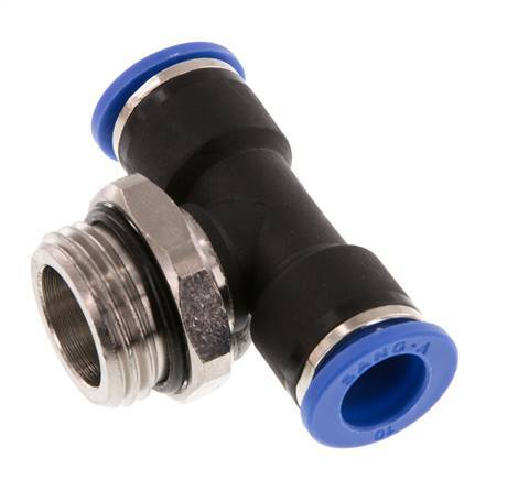 10mm x G1/2'' Inline-T-Stück Steckverschraubung mit Außengewinde Messing/PA 66 NBR drehbar
