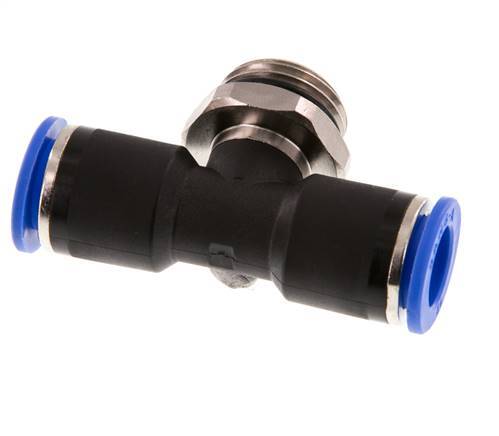 12mm x G1/2'' Inline-T-Stück Steckverschraubung mit Außengewinde Messing/PA 66 NBR drehbar