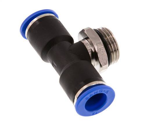 12mm x G1/2'' Inline-T-Stück Steckverschraubung mit Außengewinde Messing/PA 66 NBR drehbar