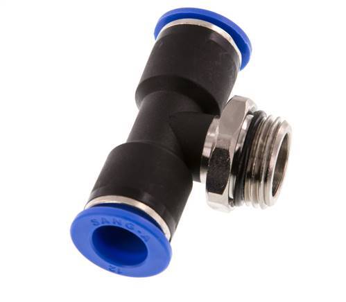 12mm x G1/2'' Inline-T-Stück Steckverschraubung mit Außengewinde Messing/PA 66 NBR drehbar
