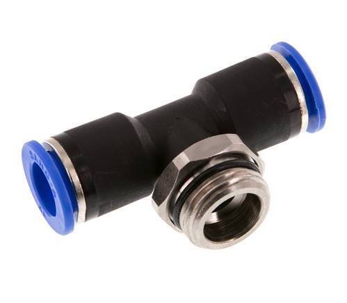 12mm x G1/2'' Inline-T-Stück Steckverschraubung mit Außengewinde Messing/PA 66 NBR drehbar