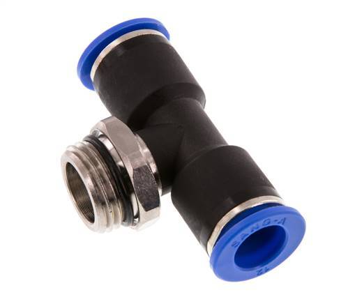 12mm x G1/2'' Inline-T-Stück Steckverschraubung mit Außengewinde Messing/PA 66 NBR drehbar