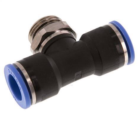 14mm x G1/2'' Inline Tee Push-in Fitting with Male Threads Brass/PA 66 NBR Rotatable