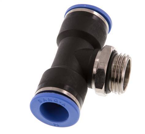 14mm x G1/2'' Inline T-Stück Steckverschraubung mit Außengewinde Messing/PA 66 NBR drehbar