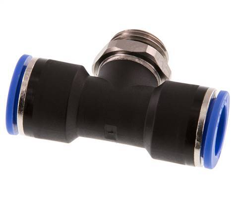 16mm x G1/2'' Inline-T-Stück Steckverschraubung mit Außengewinde Messing/PA 66 NBR drehbar