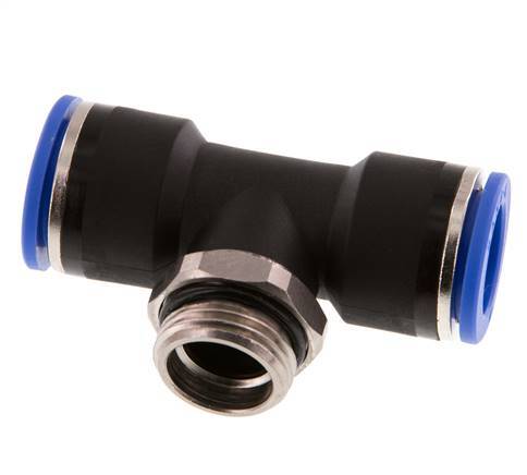 16mm x G1/2'' Inline-T-Stück Steckverschraubung mit Außengewinde Messing/PA 66 NBR drehbar