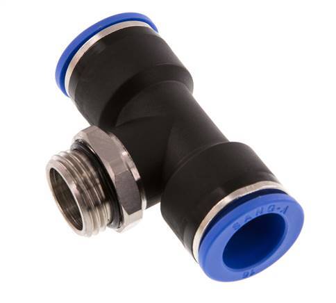 16mm x G1/2'' Inline-T-Stück Steckverschraubung mit Außengewinde Messing/PA 66 NBR drehbar