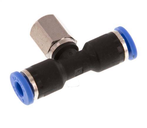 4mm x M 5 Inline T-Stück Steckverschraubung mit Innengewinde Messing/PA 66 NBR drehbar [2 Stück]