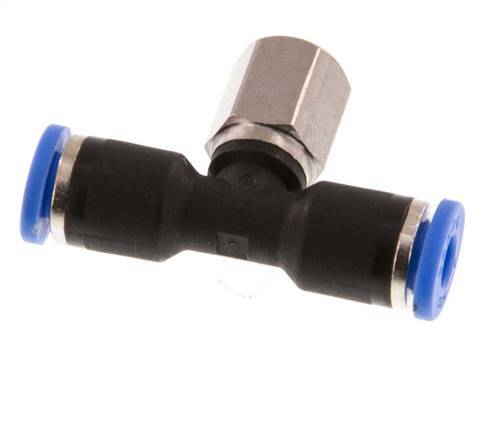 4mm x M 5 Inline Tee Push-in Fitting with Female Threads Brass/PA 66 NBR Rotatable [2 Pieces]