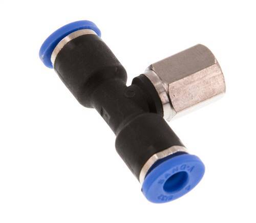 4mm x M 5 Inline T-Stück Steckverschraubung mit Innengewinde Messing/PA 66 NBR drehbar [2 Stück]