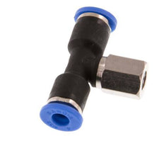 4mm x M 5 Inline T-Stück Steckverschraubung mit Innengewinde Messing/PA 66 NBR drehbar [2 Stück]