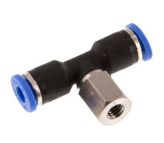 4mm x M 5 Inline T-Stück Steckverschraubung mit Innengewinde Messing/PA 66 NBR drehbar [2 Stück]