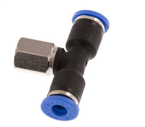 4mm x M 5 Inline T-Stück Steckverschraubung mit Innengewinde Messing/PA 66 NBR drehbar [2 Stück]