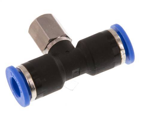 6mm x M 5 Inline T-Stück Steckverschraubung mit Innengewinde Messing/PA 66 NBR drehbar [2 Stück]