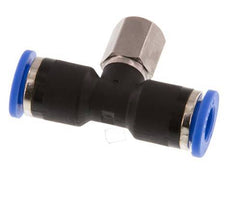 6mm x M 5 Inline T-Stück Steckverschraubung mit Innengewinde Messing/PA 66 NBR drehbar [2 Stück]