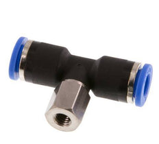 6mm x M 5 Inline T-Stück Steckverschraubung mit Innengewinde Messing/PA 66 NBR drehbar [2 Stück]