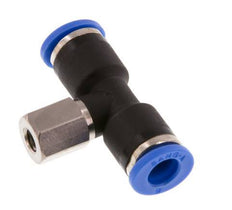 6mm x M 5 Inline T-Stück Steckverschraubung mit Innengewinde Messing/PA 66 NBR drehbar [2 Stück]