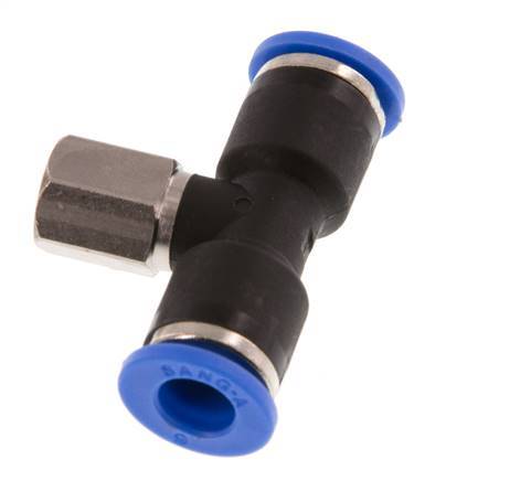 6mm x M 5 Inline T-Stück Steckverschraubung mit Innengewinde Messing/PA 66 NBR drehbar [2 Stück]