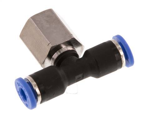 4mm x G1/8'' Inline T-Steckverschraubung mit Innengewinde Messing/PA 66 NBR drehbar [2 Stück]