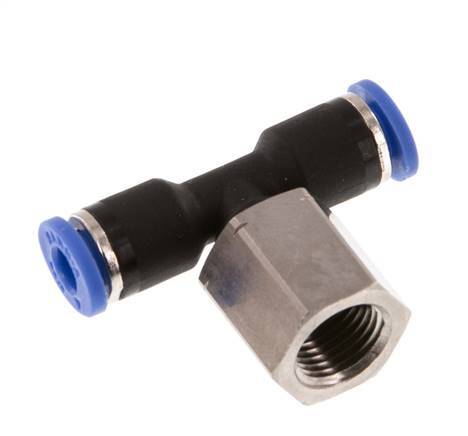 4mm x G1/8'' Inline T-Steckverschraubung mit Innengewinde Messing/PA 66 NBR drehbar [2 Stück]