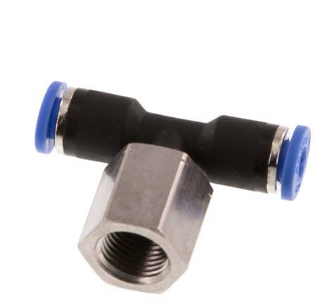 4mm x G1/8'' Inline T-Steckverschraubung mit Innengewinde Messing/PA 66 NBR drehbar [2 Stück]