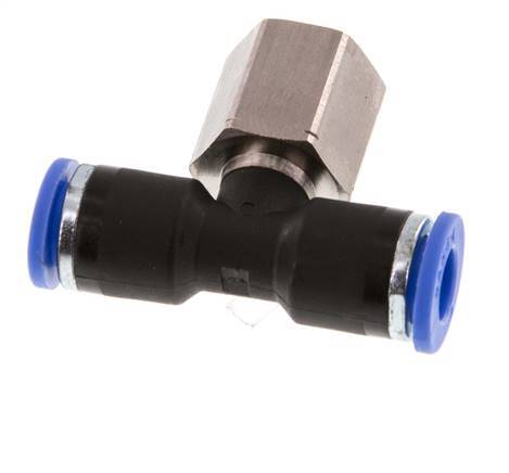 6mm x G1/8'' Inline Tee Push-in Fitting with Female Threads Brass/PA 66 NBR Rotatable [2 Pieces]