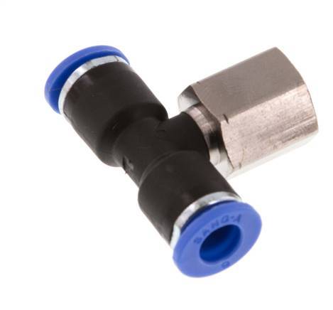6mm x G1/8'' Inline T-Steckverschraubung mit Innengewinde Messing/PA 66 NBR drehbar [2 Stück]