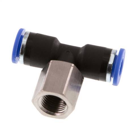 6mm x G1/8'' Inline T-Steckverschraubung mit Innengewinde Messing/PA 66 NBR drehbar [2 Stück]