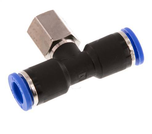 8mm x G1/8'' Inline T-Steckverschraubung mit Innengewinde Messing/PA 66 NBR drehbar [2 Stück]