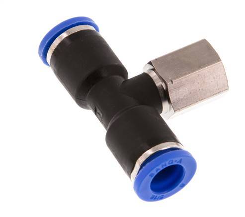 8mm x G1/8'' Inline T-Steckverschraubung mit Innengewinde Messing/PA 66 NBR drehbar [2 Stück]