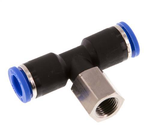 8mm x G1/8'' Inline T-Steckverschraubung mit Innengewinde Messing/PA 66 NBR drehbar [2 Stück]