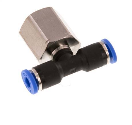 4mm x G1/4'' Inline T-Stück Steckverschraubung mit Innengewinde Messing/PA 66 NBR drehbar [2 Stück]