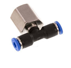 4mm x G1/4'' Inline T-Stück Steckverschraubung mit Innengewinde Messing/PA 66 NBR drehbar [2 Stück]