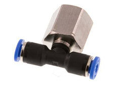 4mm x G1/4'' Inline T-Stück Steckverschraubung mit Innengewinde Messing/PA 66 NBR drehbar [2 Stück]
