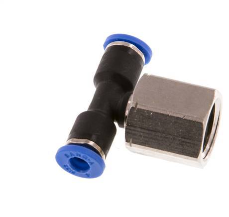 4mm x G1/4'' Inline T-Stück Steckverschraubung mit Innengewinde Messing/PA 66 NBR drehbar [2 Stück]