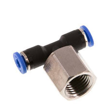 4mm x G1/4'' Inline T-Stück Steckverschraubung mit Innengewinde Messing/PA 66 NBR drehbar [2 Stück]