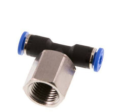 4mm x G1/4'' Inline T-Stück Steckverschraubung mit Innengewinde Messing/PA 66 NBR drehbar [2 Stück]
