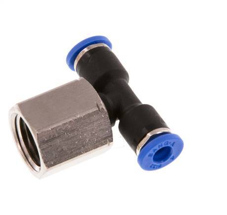 4mm x G1/4'' Inline T-Stück Steckverschraubung mit Innengewinde Messing/PA 66 NBR drehbar [2 Stück]