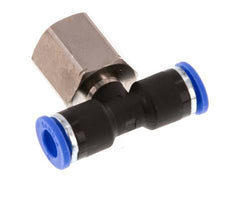 6mm x G1/4'' Inline T-Stück Steckverschraubung mit Innengewinde Messing/PA 66 NBR drehbar [2 Stück]